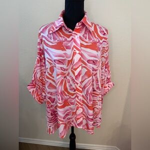 Entro Pink and Orange zebra print dolman sleeve Women's Top. M/L